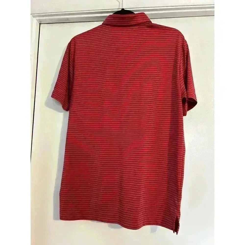 PGA Tour S Men's Polo Striped Golf Shirt Short Sleeve Red And Black Stripping - Picture 3 of 8